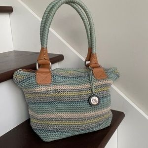 - The Sak Like new Shoulder Bag Handbag Purse soft aqua cream yellow gray …